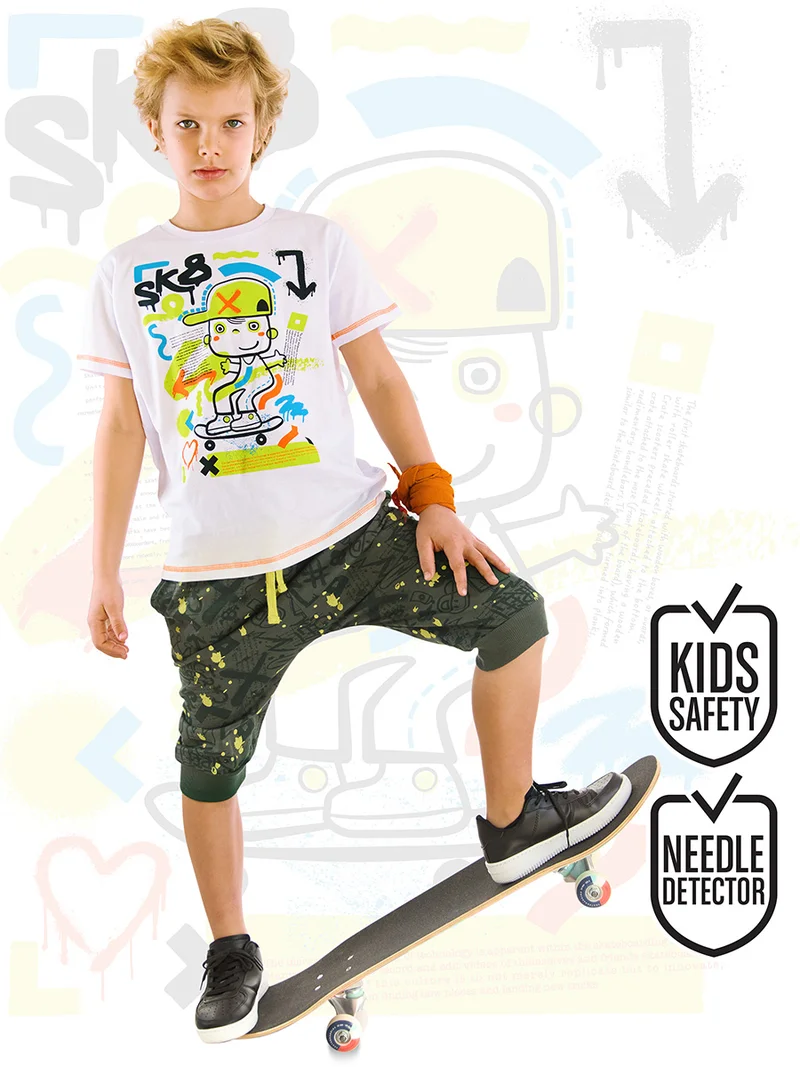 MSHB&G Street Skate Boy T-shirt&Capri Pants Set